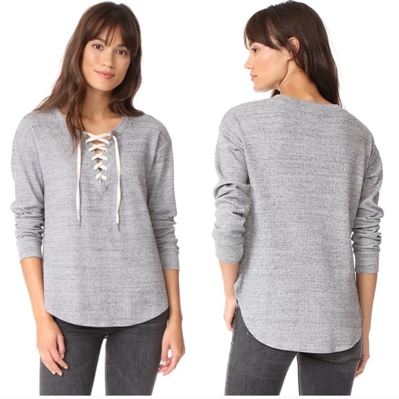 Splendid Grey Thermal Long Sleeve Top - Picture 1 of 5